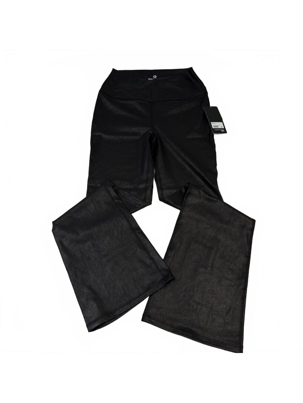 NWT 90 Degree by Reflex Black Faux Leather Flare Leggings - Size L